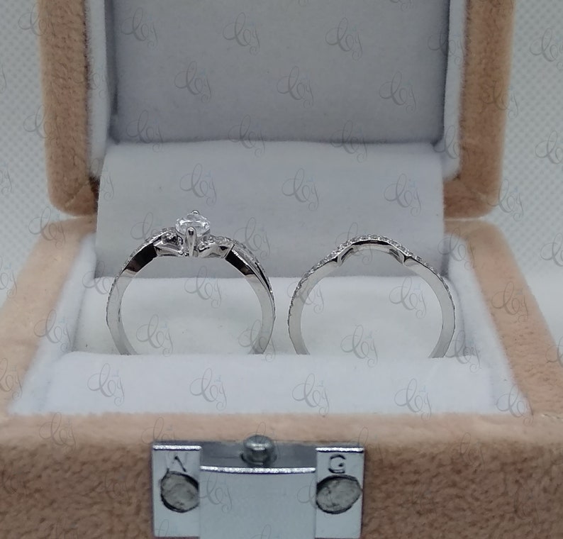 1.60CT Marquise Cut CZ Engagement Ring With Matching Wedding Band Set In 925 Sterling Silver For Women