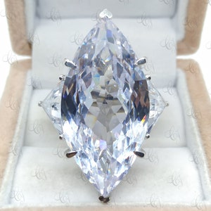 Wonderful 100 CT 42x20MM Large Marquise Engagement Cocktail Ring 925 Sterling Silver - Sparkle Ring - Luxury Ring - Party Ring- Gift For Her image 1