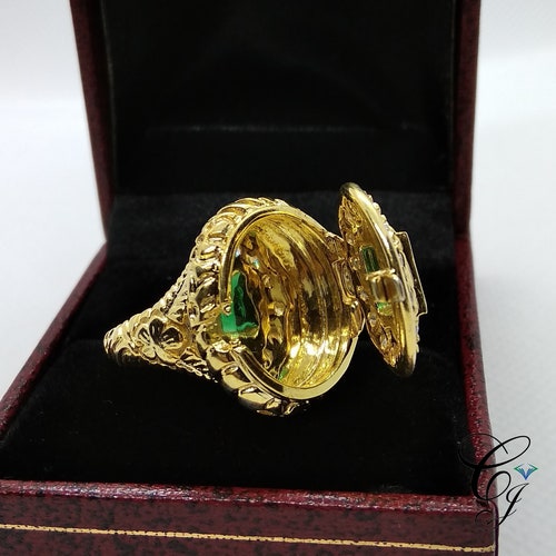 1.07 CT Antique Art Deco Emerald Cut Secret Compartment Box Ring Engagement Cocktail Ring In shops 925 Sterling Silver