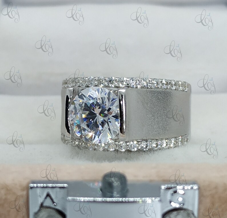 3 00 Ct Round Cut Mens Engagement Ring In 925 Sterling Silver Round Solitaire Ring Wedding Ring Proposal Ring Matte Finish Rings Jewelry Gtforce In