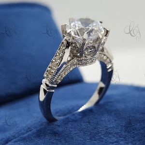 Ancienne bague de fiançailles en argent sterling de style édouardien de 2,05 carats avec diamants taille ancienne, bague de mariage vintage en argent sterling, cadeau pour femme