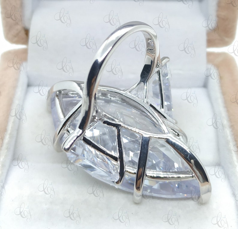 Wonderful 100 CT 42x20MM Large Marquise Engagement Cocktail Ring 925 Sterling Silver - Sparkle Ring - Luxury Ring - Party Ring- Gift For Her image 5