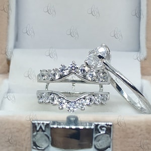 2.60 CT White Round Cut Solitaire Ring Engagement Ring Wrap Insert Band Wedding Jacket Wrap Guard Insert Enhancer 925 Sterling Silver