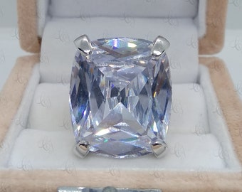 Very Big 100 CT White Cushion Cut Cocktail Party Ring In 925 Sterling Silver Gift For Women - Engagement Ring - Wedding Ring - Unique