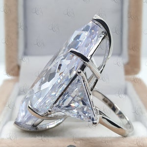Wonderful 100 CT 42x20MM Large Marquise Engagement Cocktail Ring 925 Sterling Silver - Sparkle Ring - Luxury Ring - Party Ring- Gift For Her image 3
