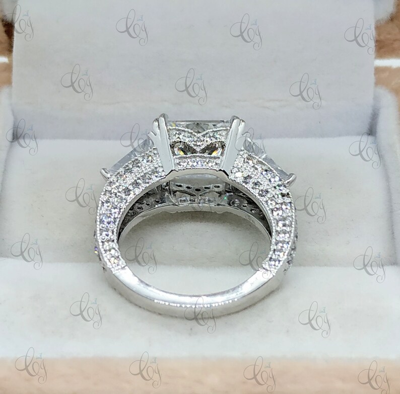 Vintage Art Deco Style 3.65 Ct Princess Cut Engagement Ring In 925 Sterling Silver Antique Style Ring Vintage Style Ring Three Stone Ring