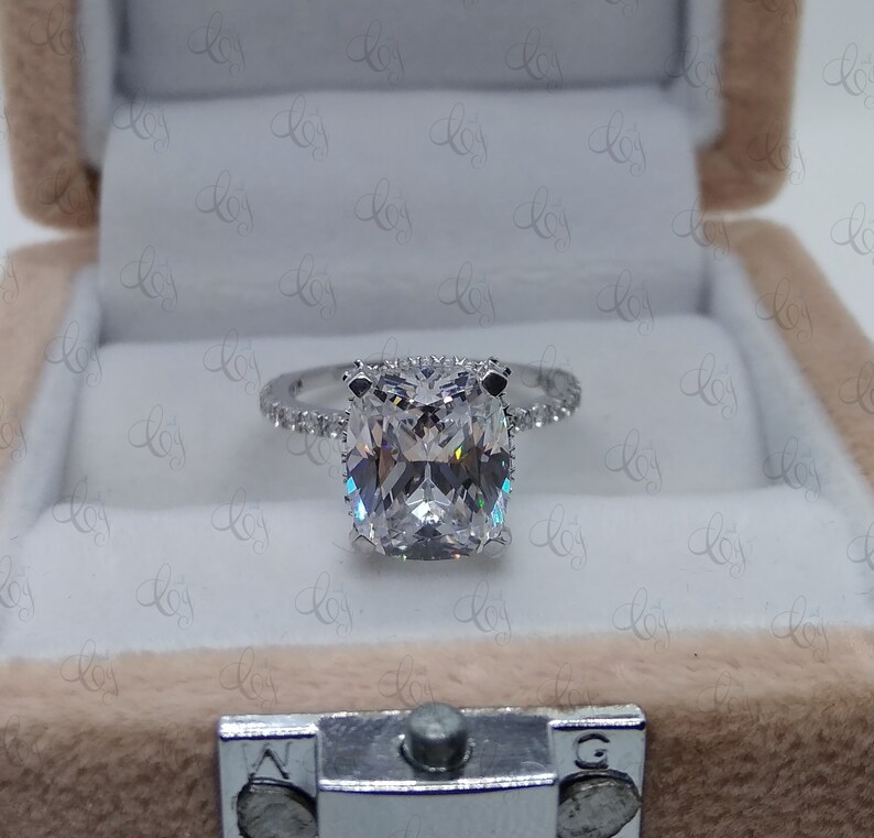 Awesome 4.30 CT Hidden Halo Cushion Cut CZ Engagement Ring in - Etsy