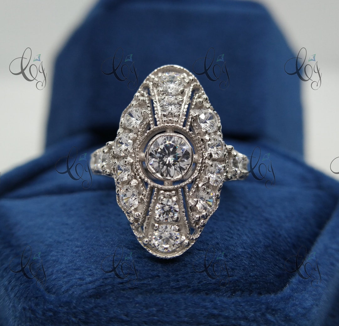 Antique Edwardian Ring, Vintage Art Deco Ring, 1.80 Ct Round Cut ...