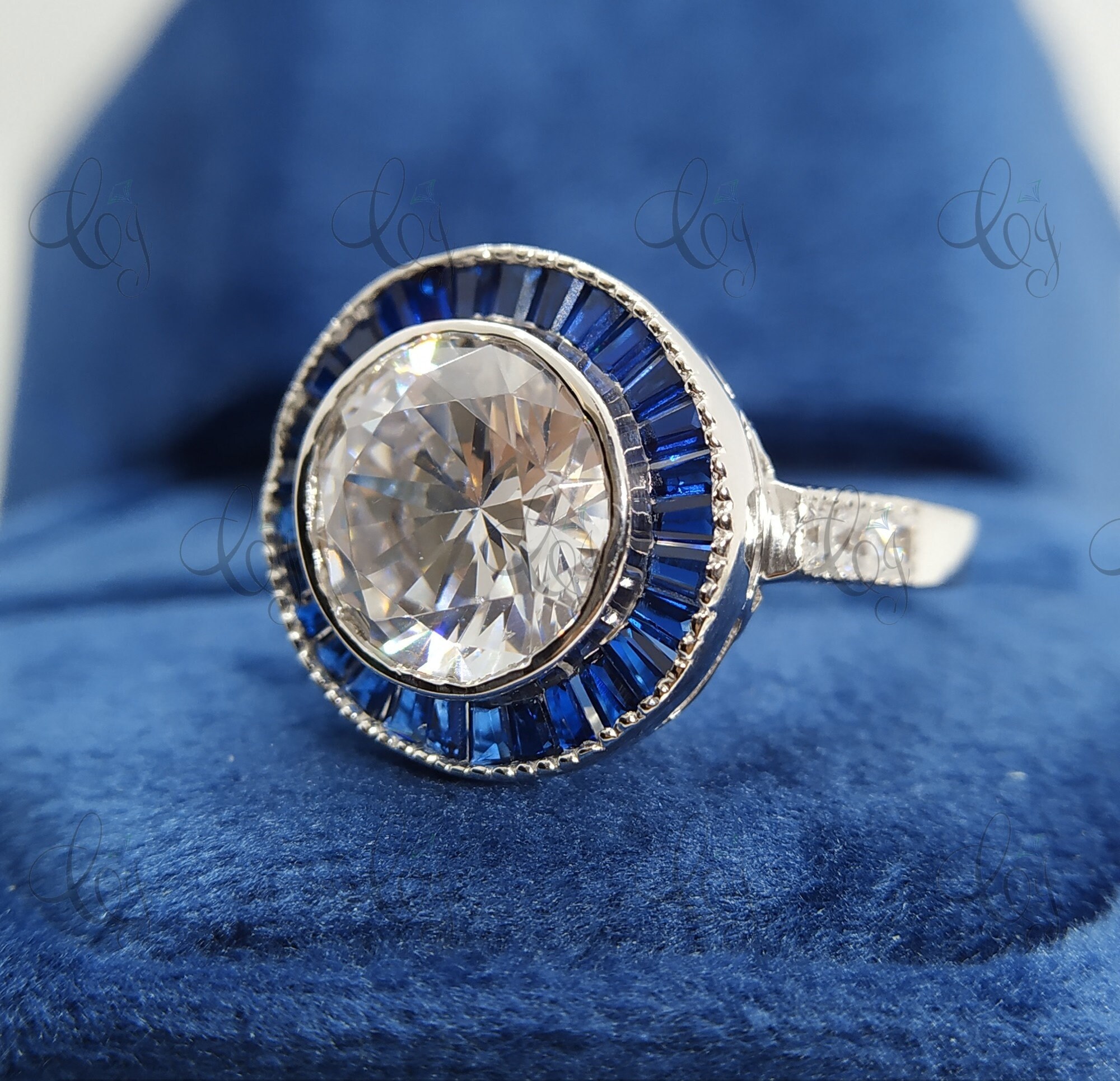 Vintage Art Deco Ring 2.60 Ct White Round Cut Diamond and Etsy