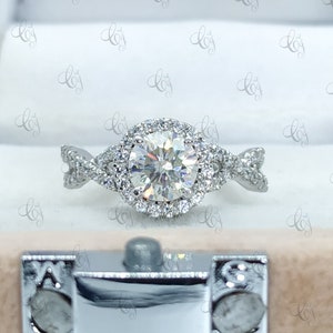 2.25 CT Round Cut Solitaire Twisted Engagement Ring In 925 Sterling Silver - Halo Wedding Ring - Awesome Promise Ring For Her - Gift