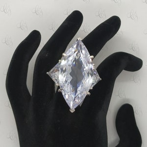 Wonderful 100 CT 42x20MM Large Marquise Engagement Cocktail Ring 925 Sterling Silver - Sparkle Ring - Luxury Ring - Party Ring- Gift For Her image 6