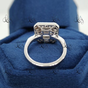 Art Deco 2.14 Carat Asscher Cut Diamond Wedding Engagement Ring In 935 Argentium Silver, Art Deco Ring, Antique Engagement Ring Vintage Ring image 4