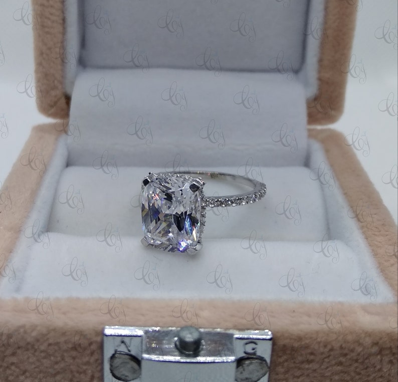 Anniversary Ring Proposal Ring Awesome 4.30 CT Hidden Halo Cushion Cut CZ Engagement Ring In Solid 925 Sterling Silver Wedding Ring
