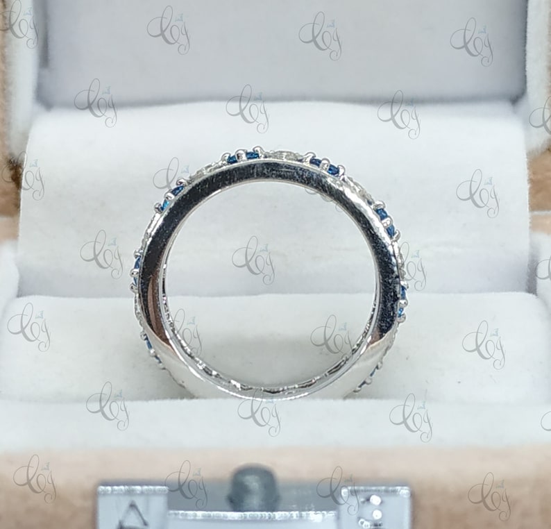 Stackble Eternity Anniversary Band Ring 2.64 Tcw White /& Blue Round Cut Fully Eternity Wedding Band In 925 Sterling Silver For Womens