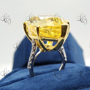 Large 80 CT Yellow Pear Solitaire Cocktail Party Ring in 925 Sterling ...