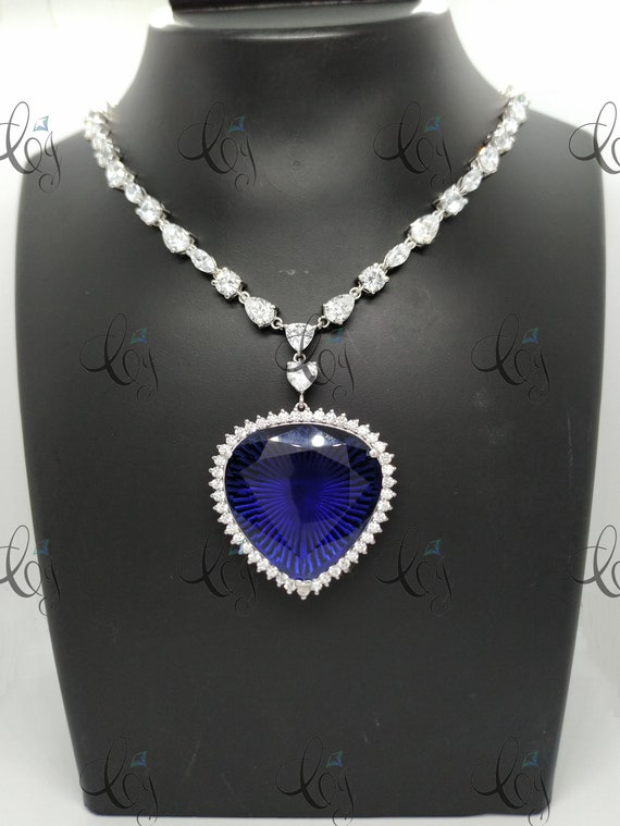 Peora Silver Plated Sapphire Blue Titanic Heart of the Ocean Crystal Pendant  Necklace Women Girl at Rs 409/piece | Pendants in Gurgaon | ID: 19135060755