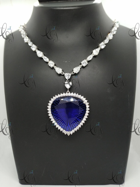 Peora Silver Plated Sapphire Blue Titanic Heart of the Ocean Crystal Pendant  Necklace Women Girl at Rs 409/piece | Pendants in Gurgaon | ID: 19135060755