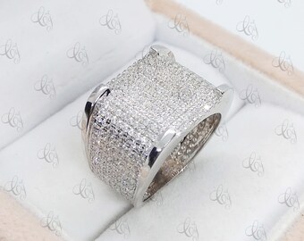 7.35 Cttw White Round Cut Mens Engagement Ring In Solid 925 Sterling Silver - Hip Hop Jewelry - Gift For Him - Statement Ring - Mens Ring