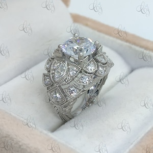 Edwardian Style Engagement Ring 2.60 Ct Round Cut Antique Art Deco Style Cocktail Ring Vintage Reproduction Ring In 925 Sterling Silver