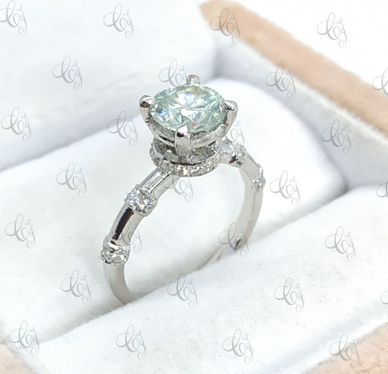 1 Ct Off White Moissanite Forever Enagagement Mens Ring 925 Sterling Silver