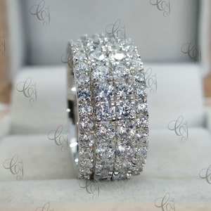 Micro Pave Band, 4 Row Pave Anniversary Band, Thick Wedding Band, 4.98 Cts Thick Diamond Band, Micro Pave Wedding Ring, Engagement Ring Gift