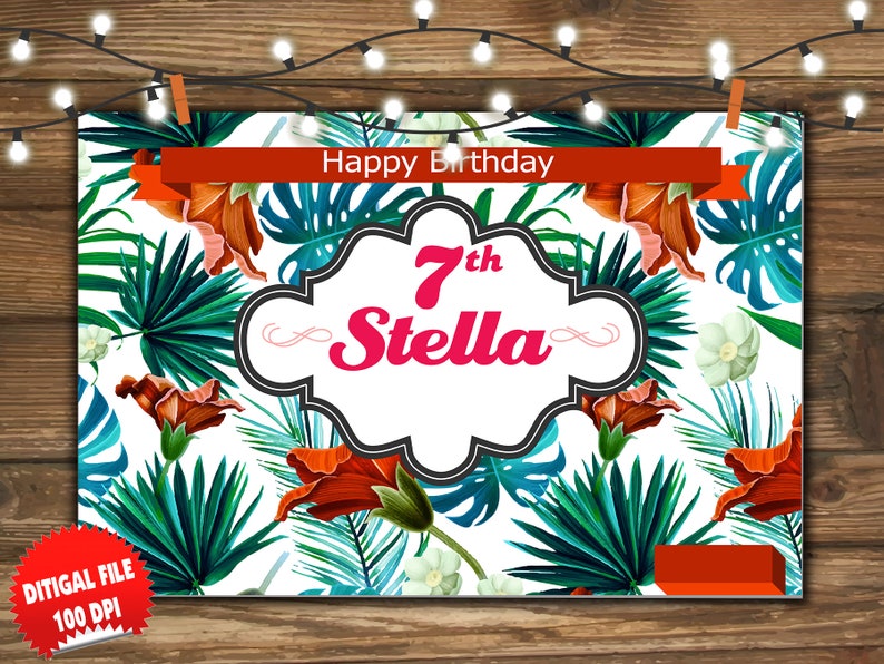 Tropical Birthday Party Backdropflamingo Bannerflamingo Etsy