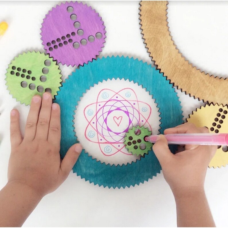 wooden spirograph set