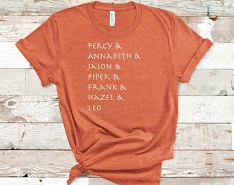 The Seven t-shirt - Percy Jackson - bookish tee - Olympians - Heroes of Olympus - Annabeth Chase - Jason - Piper - Leo - Frank - Hazel