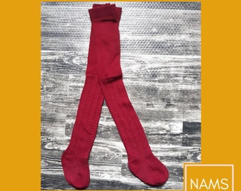 burgundy baby tights