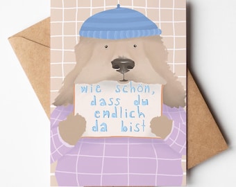 Greeting card "Finally here". When the little one finally arrives, this card is perfect and in pastel colors.