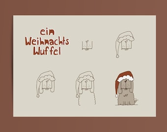 Christmas postcard "Christmas Wuffle" . Dog . Christmas . Instructions . Drawing . Coloring . Advent season . Children . Wuffle . Doggo