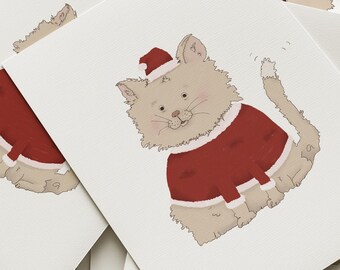 Postcard "Santa Cat". cat. Christmas. Advent season. Merry Christmas. Holidays. Santa hat. Santa Claus
