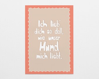 Postcard "like our dog" . Love . Couple . Partnership . Home . Moving in together . Spare human . Favorite human . Favorite person