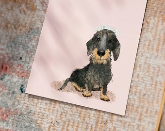 Postcard "Dachshund Love" . dachshund. Dachshund view. dog love . dog man . animal motif . cute. Rabbit Dachshund .