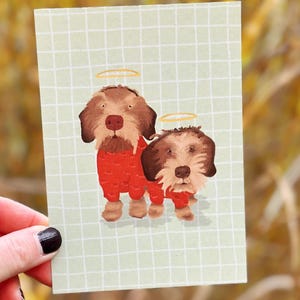 Cartolina di Natale “due bassotti natalizi”. Bassotto. Natale . Alone. cani salsiccia. dolce . Carino . cane . Duo di bassotti