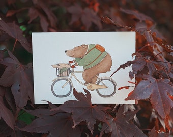 Postcard *Radelraudis* . Dog . bear . Bicycle . bicycle . animal friendship . fast . children's birthday . bike ride . Side trip . traveling