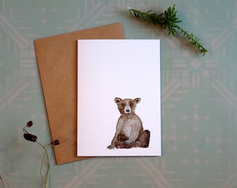 Greeting card "little bear" . cute. sweet. Baby. Folding card . Watercolors.