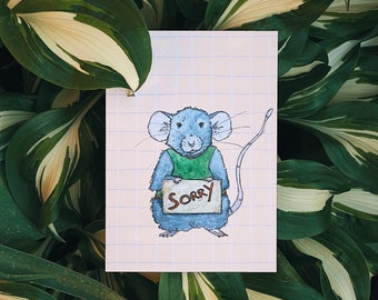 Postcard *sorry* . Excuse . Forgiveness . Mouse . rat . Sign . Animal . cute . rodent