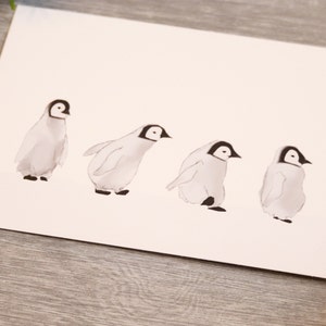 Postcard Penguins . Winter. Snow. cute image 2