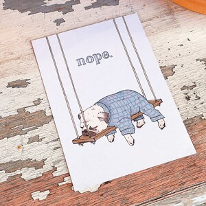Postkarte *müder Mops* . nope . Hund . Müdigkeit . Winter . Anxiety . Depression . Selfcare . niedlich . Wetter . ungemütlich . Burn Out .