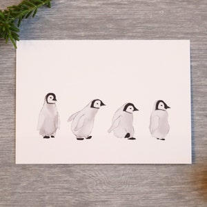 Postcard Penguins . Winter. Snow. cute image 4