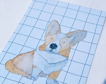 Postcard *Corgi* . Dog. Herding dog. wiggle wiggle . Queen. British. Dog man . Dog love . Love of animals . fondle. cute. sweet