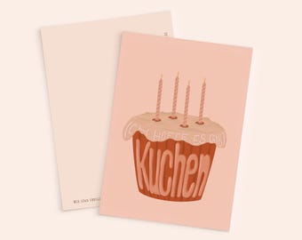 Postcard "I hope there's cake." Birthday. Party. Happy. Cake. Weekend. Beautiful day. Cute. Cupcake. Muffin