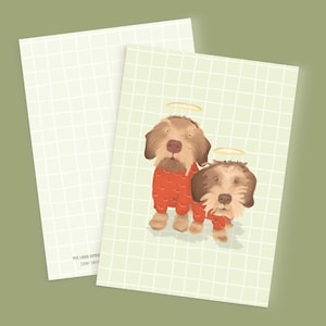 Weihnachtspostkarte „zwei Weihnachtsdackel“ . Dackel . Weihnachten . Heiligenschein . sausage dog . süß . niedlich . hund . Dackel Duo
