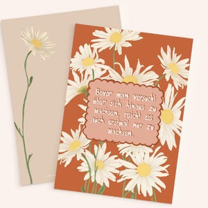 Carte postale « Grandir » . fleur . marguerites . Grandir. grandir . A6 . Affirmation . Motivation . grandir lentement. Enfants . naissance .