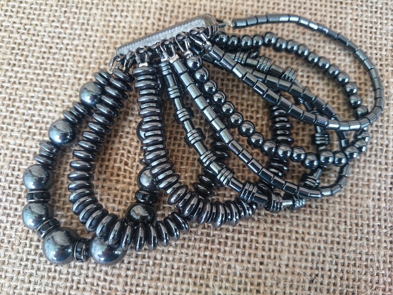 Multi Strand Bracelet Protection Bracelet Multi Stone Bracelet Hematite Jewelry