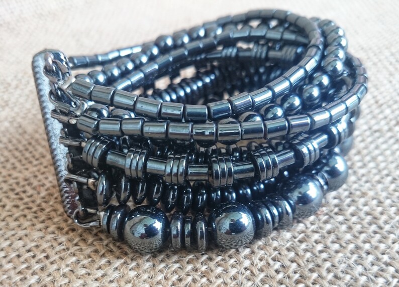 Multi Strand Bracelet Protection Bracelet Multi Stone Bracelet Hematite Jewelry
