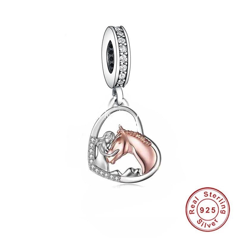 CHAWIN Mom and Child Charms Fit Pandora Charm Bracelets - 925 Sterling Silver Heart Beads for Necklace and European Snake Chain. Kids