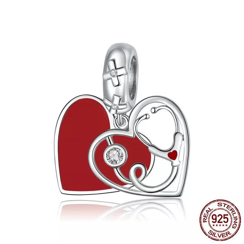 Stethoscope Heart 925 Sterling Silver Pandora Fit Charm Etsy