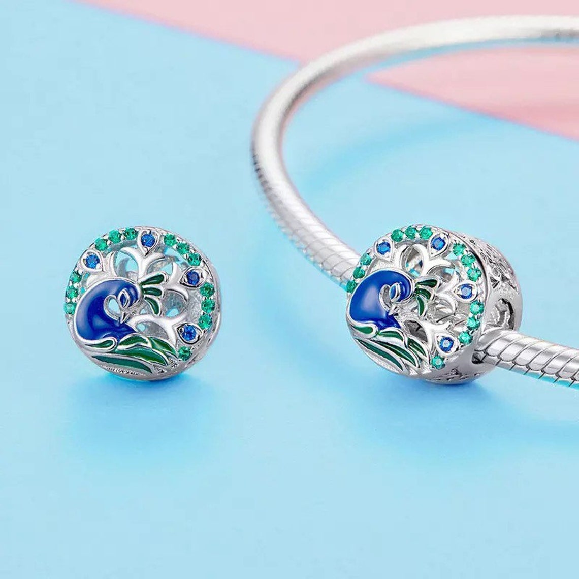 Peacock Bird 925 Sterling Silver Pandora Fit Charm Etsy